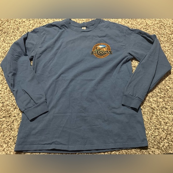 Gildan Tops - Gildan Blue Long Sleeve Tee with Sedona Graphic on Front and Back 100% Cotton